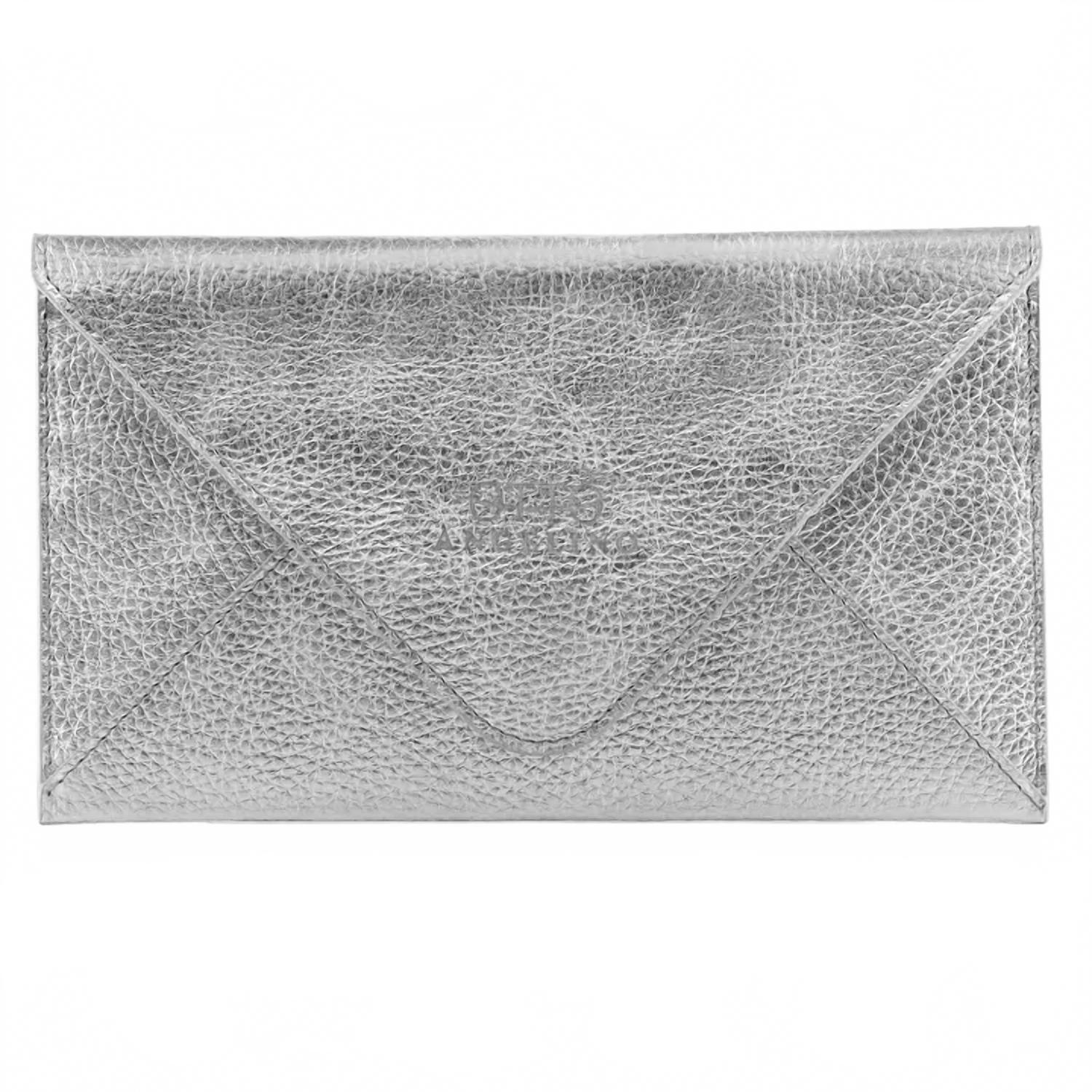 New Otto Angelino Women's Top Grain Leather Wallet In Silver